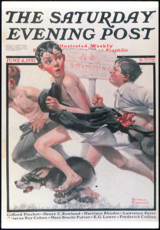 No Swimming by Norman Rockwell Saturday Evening Post Cover