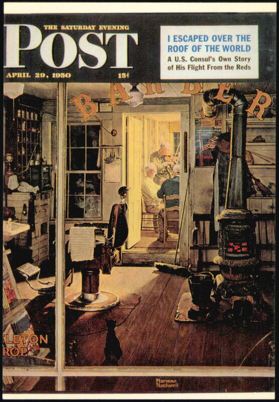 Shuffleton's Barber Shop by Norman Rockwell Advertising Reproductions