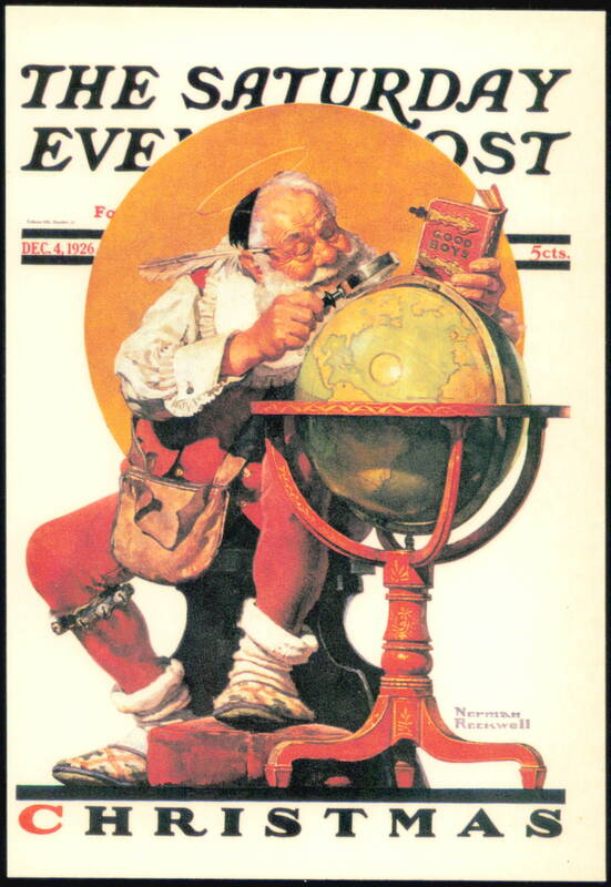 Norman Rockwell Santa Claus Checking Globe, 1926