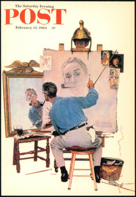 Norman Rockwell Triple Self Portrait Saturday Evening Post