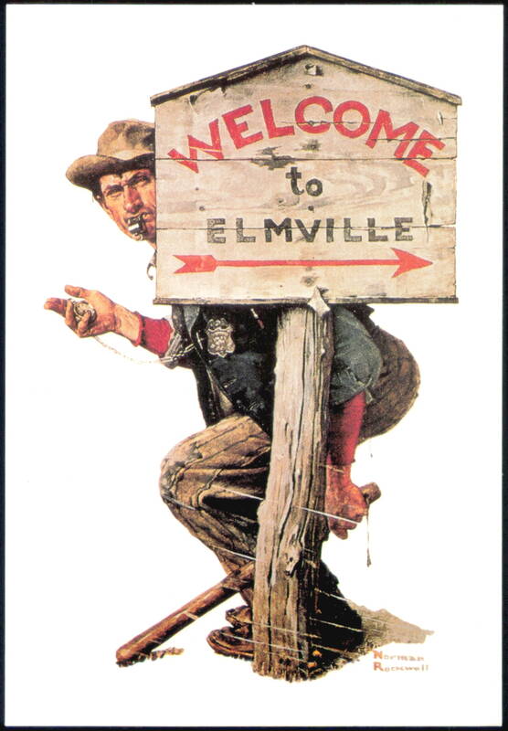 Speed Trap by Norman Rockwell, Welcome to Elmville