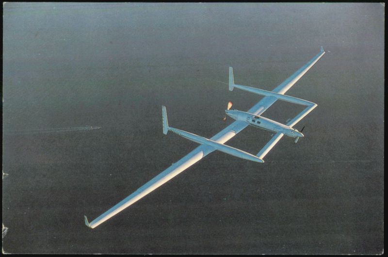 Voyager Aircraft in Flight Over the Pacific Ocean 1986