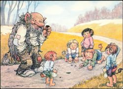 The Marble Players by Rolf Lidberg Troll Illustration Postcard