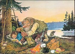 Storfiskarn Troll Illustration by Rolf Lidberg Postcard