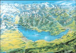 Panorama of Lac Léman and the Alps, Switzerland and France Postcard