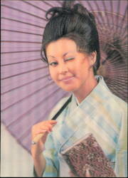 Winking Woman in Kimono Holding a Purple Umbrella Postcard