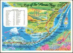 Map of the Florida Keys with Highway Bridge Lengths Postcard