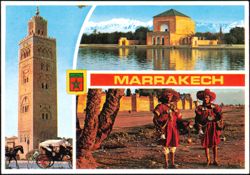 Koutoubia Mosque, Menara Gardens, and Water Carriers Postcard