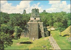 Temple II Las Mascaras and Stelae, Tikal Ruins, Guatemala Postcard