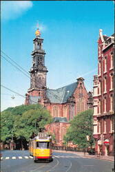 Westerkerk Church and Tram 13 in Amsterdam Postcard