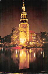 Montelbaan Tower at Night, Amsterdam Postcard