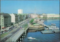 Jungfernstieg Waterfront and Street Scene, Hamburg Postcard
