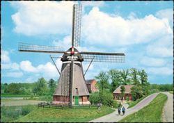 Zeskantige Bovenkruier Windmill in Waardenburg, Netherlands Postcard