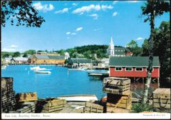 East Side Harbor View with Lobster Crates Postcard