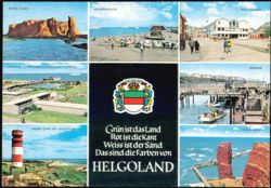 Helgoland Multi-View Collage with Coat of Arms Postcard