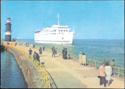 MS Warnemünde Ferry Entering Port, Rostock-Warnemünde Postcard