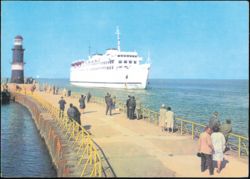 MS Warnemünde Ferry Entering Port, Rostock-Warnemünde Postcard