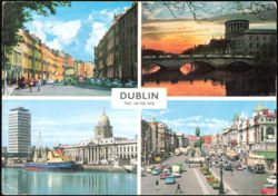 Dublin City Scenes, Ireland - Four View Collage Postcard
