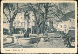 Platz der S.A. Fountain and Cafe, Lörrach Postcard