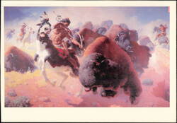 The Great Buffalo Hunt by William R. Leigh Postcard