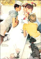 The Soda Fountain by Norman Rockwell Postcard