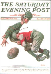 Tackled by Norman Rockwell, Saturday Evening Post Cover Postcard