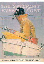 Norman Rockwell Sport Fishing Illustration, April 29 1939 Postcard