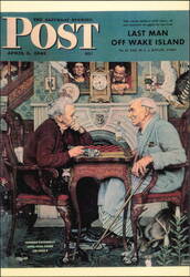 Norman Rockwell Checkers April Fool Cover April 3 1943 Postcard