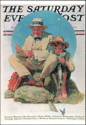 Norman Rockwell Fishing Illustration Saturday Evening Post Postcard