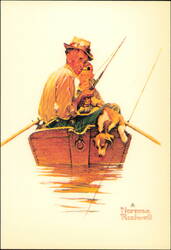 Grand Pals Fish Finders by Norman Rockwell Postcard