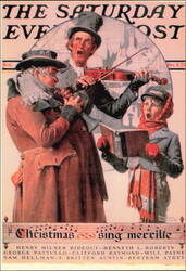 Norman Rockwell Christmas Carol Saturday Evening Post Cover Postcard