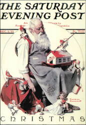 Santa's Helpers by Norman Rockwell Saturday Evening Post Postcard