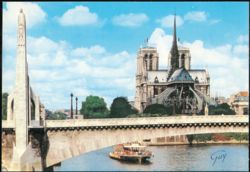 Pont de la Tournelle, Sainte-Geneviève Statue, Notre-Dame Postcard