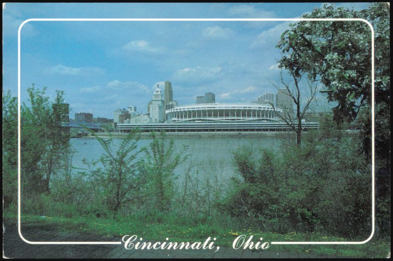Riverfront Stadium and Cincinnati Skyline Ohio Ruth Molloy