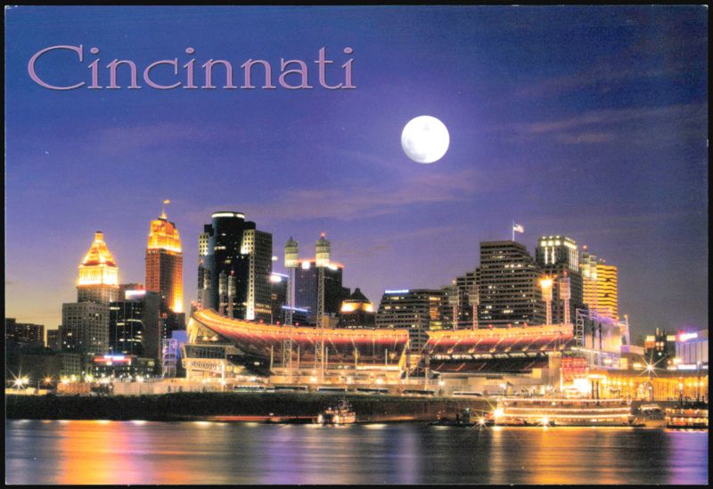Cincinnati Skyline and Paul Brown Stadium at Night Ohio