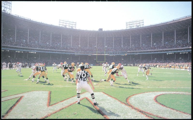 Cleveland Municipal Stadium NFL Football Game Action Ohio