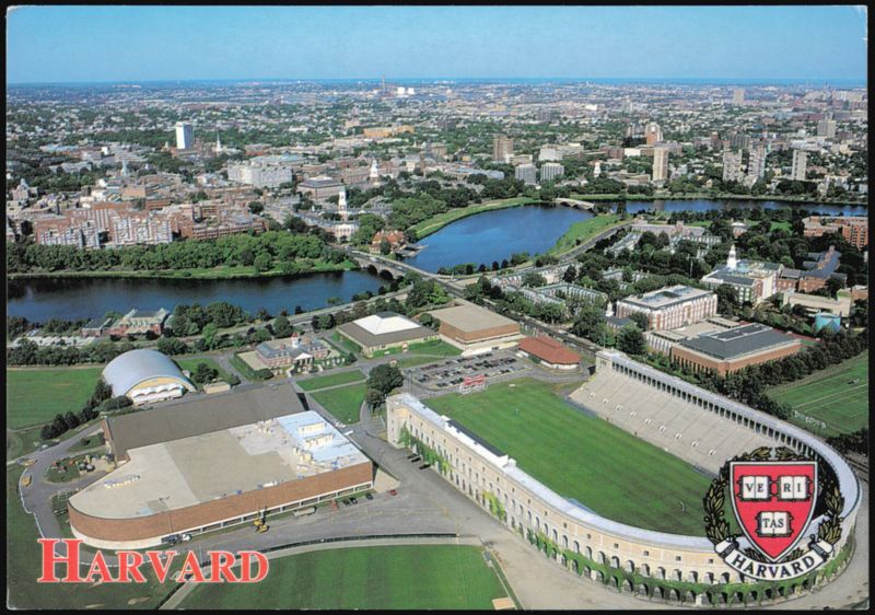 Harvard Stadium and Harvard University Campus Aerial View Cambridge Massachusetts