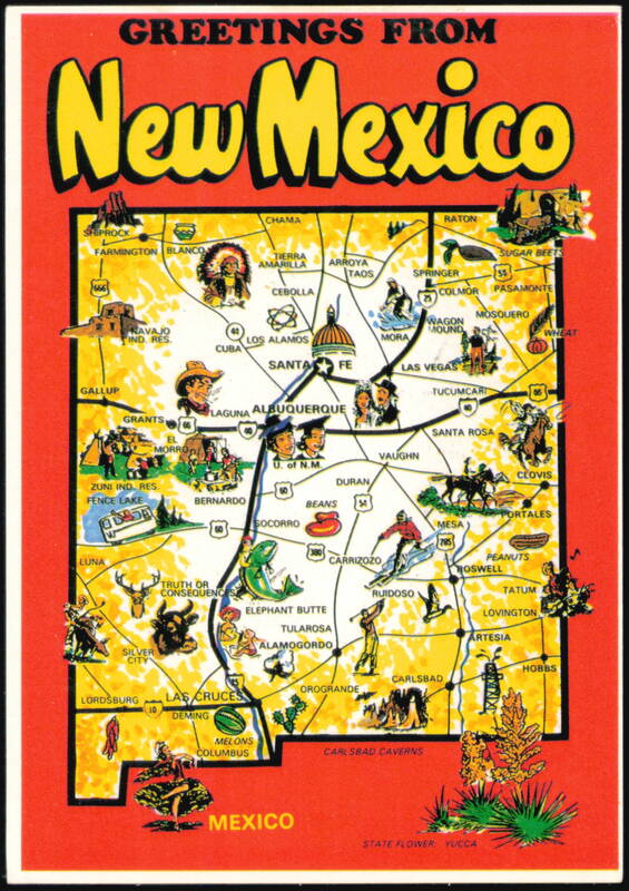 Greetings From New Mexico State Map Illustration Maps