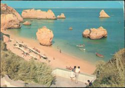Praia D. Ana Beach and Rock Formations in Lagos, Portugal Postcard