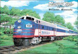 Minnesota Zephyr Limited Train, Stillwater, Minnesota Postcard