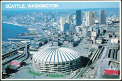 Aerial View of King County Domed Stadium and Downtown Postcard