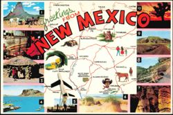 Greetings From New Mexico Map Collage Postcard