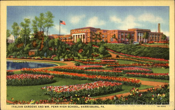 Italian Gardens And Wm. Penn High School Harrisburg Pennsylvania