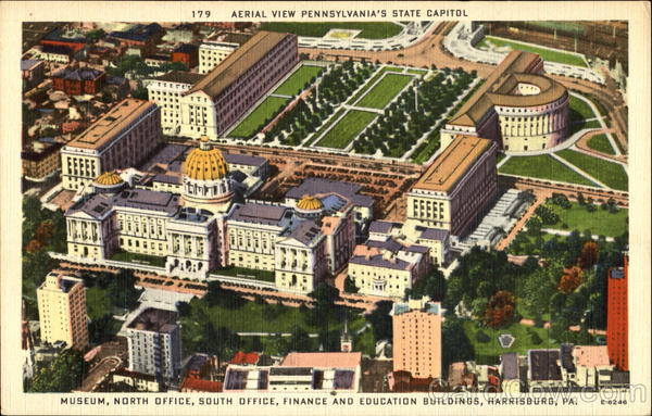 Aerial View Pennsylvania's State Capitol Harrisburg
