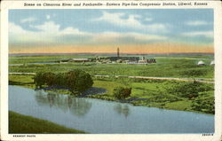 Scene On Cimarron River And Panhandle Liberal, KS Postcard Postcard