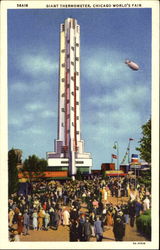 Giant Thermometer 1933 Chicago World Fair Postcard Postcard