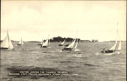 Racing Among The Thimble Islands Stony Creek, CT Postcard Postcard