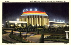 Ford Exposition Building By Night 1933 Chicago World Fair Postcard Postcard