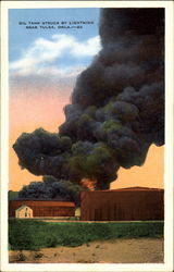 Oil Tank Struck By Lightning Tulsa, OK Postcard Postcard