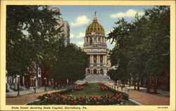 State Street Showing State Capitol Postcard